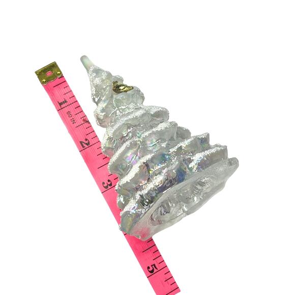 Fenton Glass TREE FIGURINE 4.25” Iridescent White Snow Flock Gold Partridge Bird - Picture 6 of 7